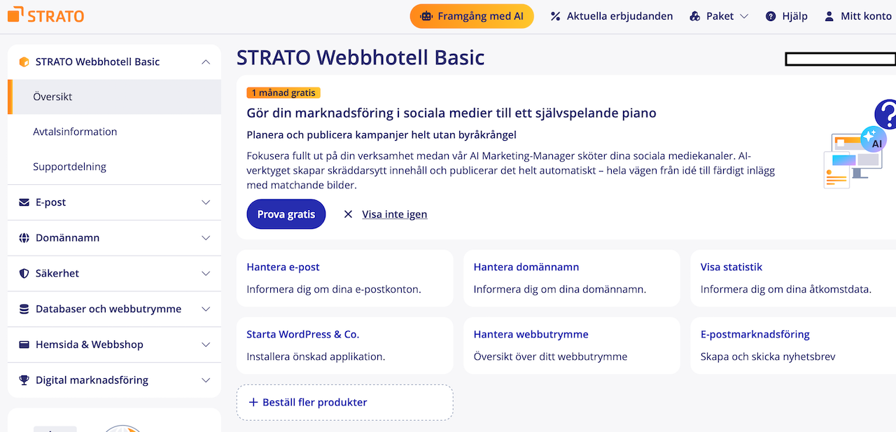 Strato kontrollpanel