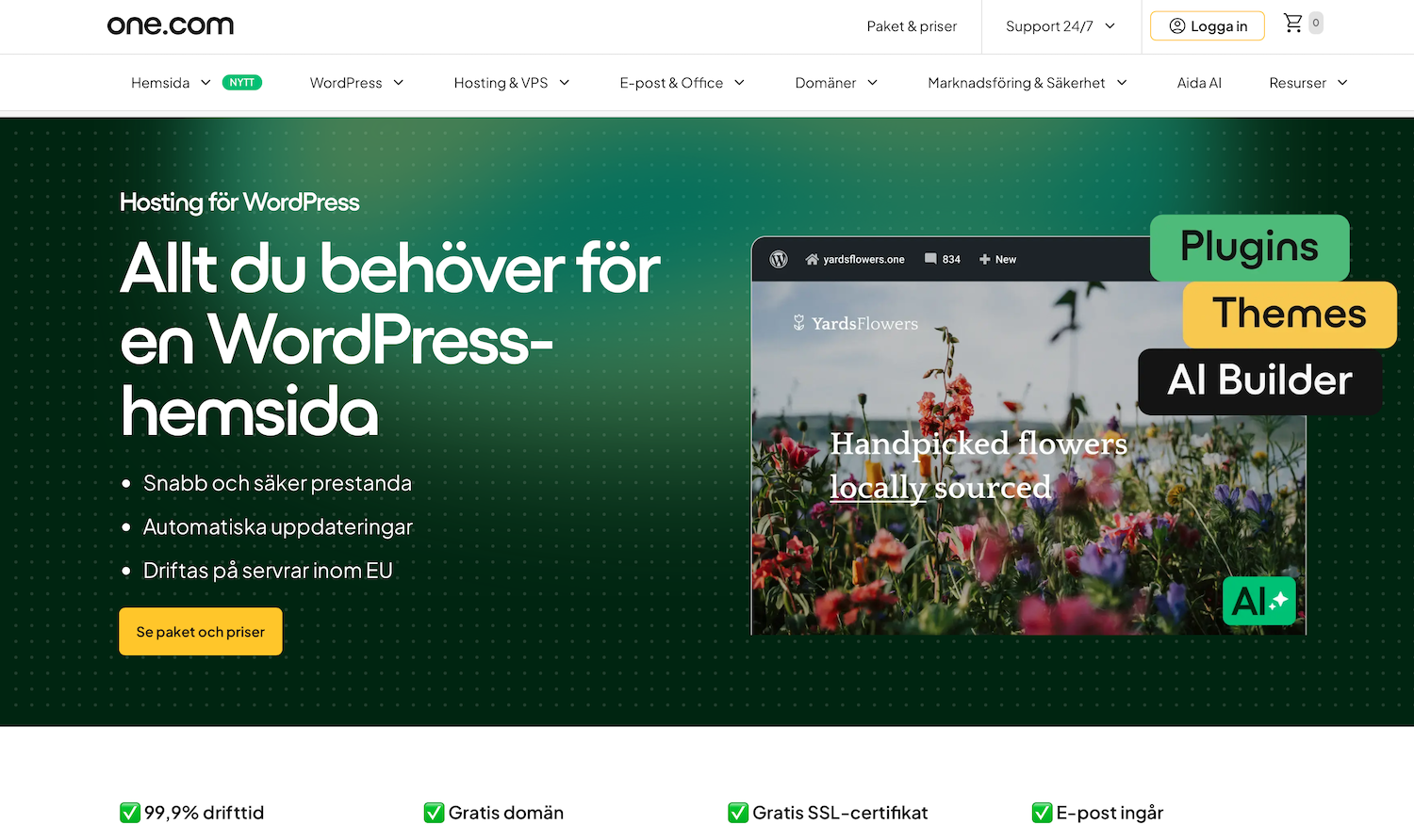 One.com webbhotell för WordPress